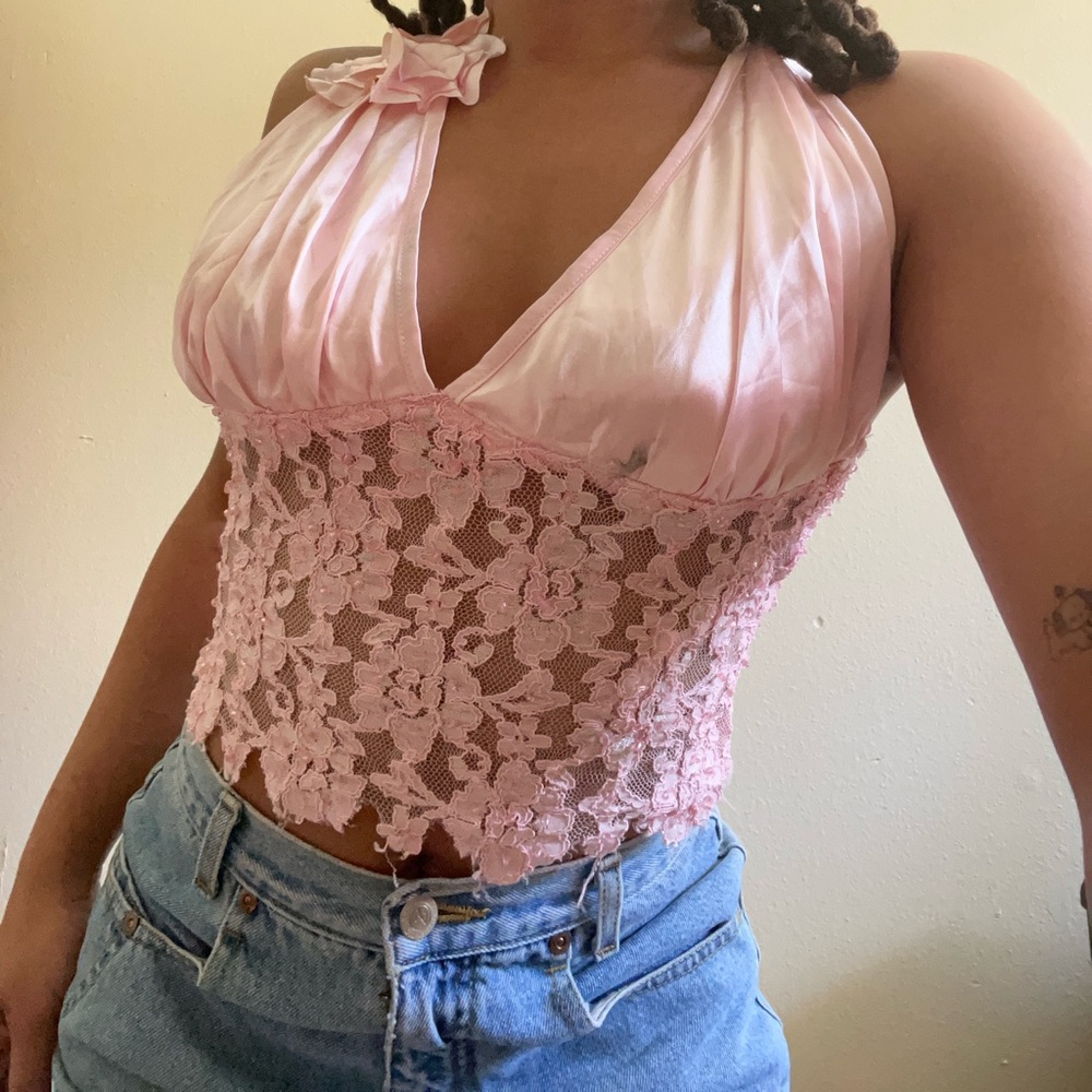 vtg pink lace corset 🎀 - Picture 2 of 4